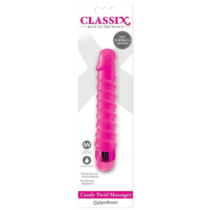 Vibrační masážní strojek Classix Candy Twirl 16,5 cm růžový