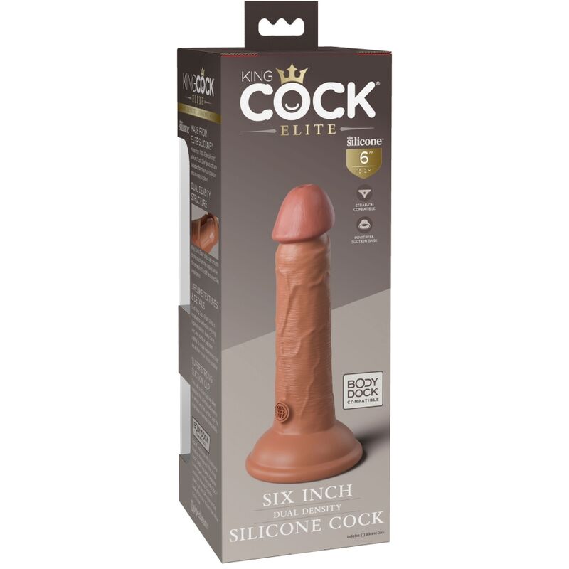 King Cock Elite silikonové dildo 15,2 cm karamelové