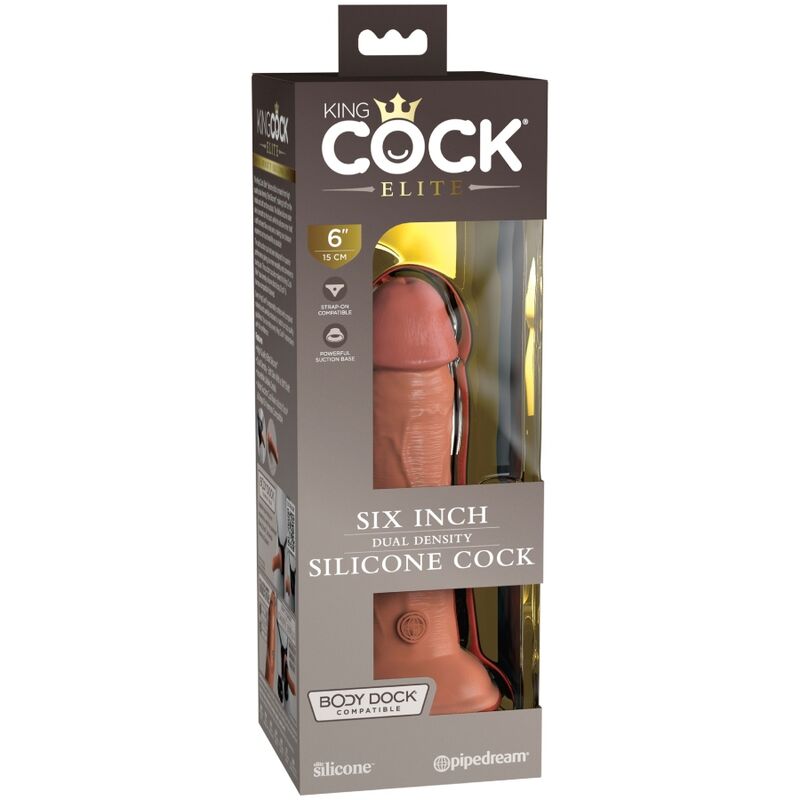 King Cock Elite silikonové dildo 15,2 cm karamelové