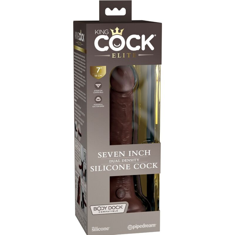 King Cock Elite realistické silikonové dildo 17,8 cm hnědé