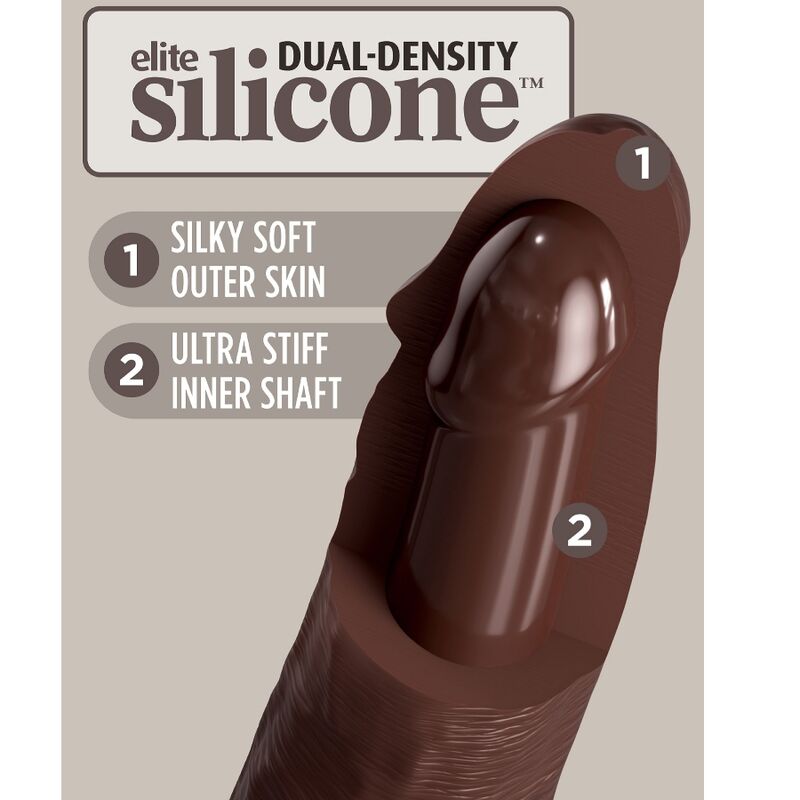 King Cock Elite realistické silikonové dildo 17,8 cm hnědé