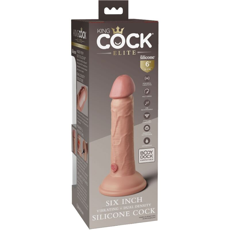 Realistické vibrační dildo King Cock Elite 15,2 cm