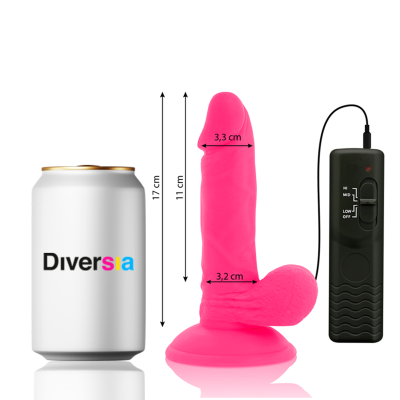 Flexibilní vibrační dildo Diversia růžové 17 cm