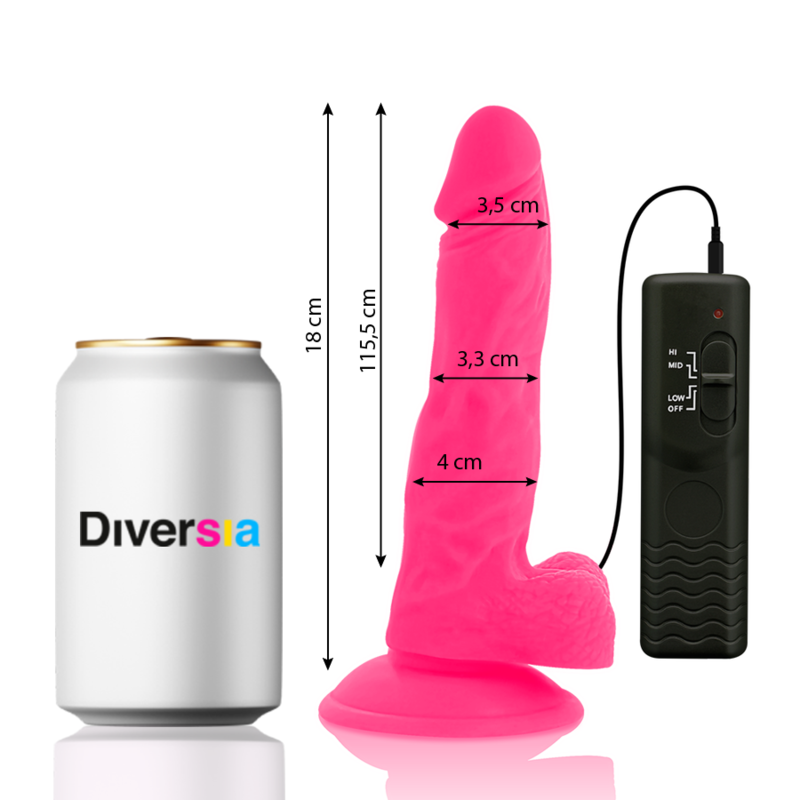 Vibrační dildo Diversia flexibilní růžové 18 cm