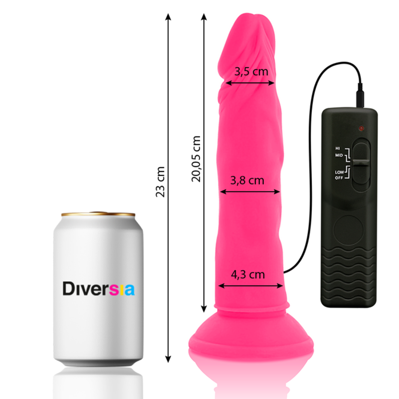 Diversia flexibilní vibrační dildo růžové 23 cm