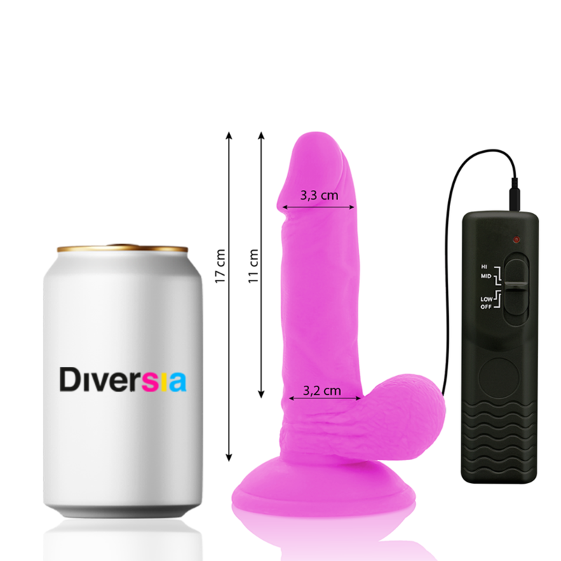 Flexibilní vibrační dildo Diversia fialové 17 cm