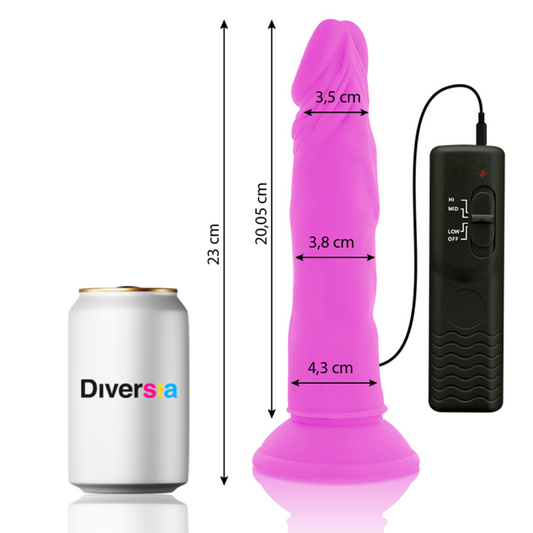 Vibrační dildo Diversia flexibilní fialové 23 cm