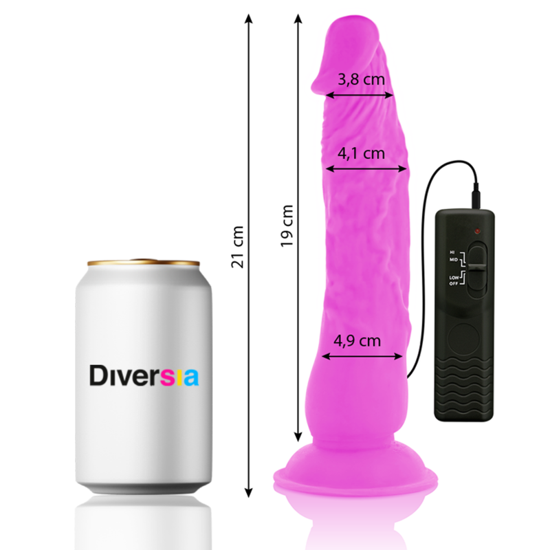 Flexibilní vibrační dildo Diversia fialové 21 cm