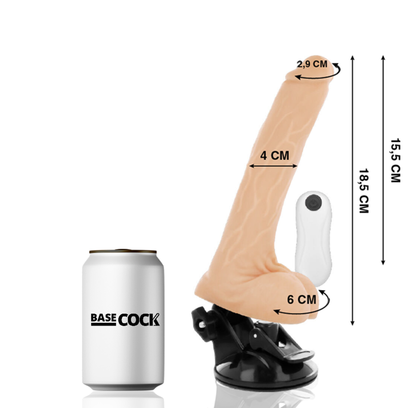 BASECOCK realistické ohebné dildo s ovladačem 18,5 cm