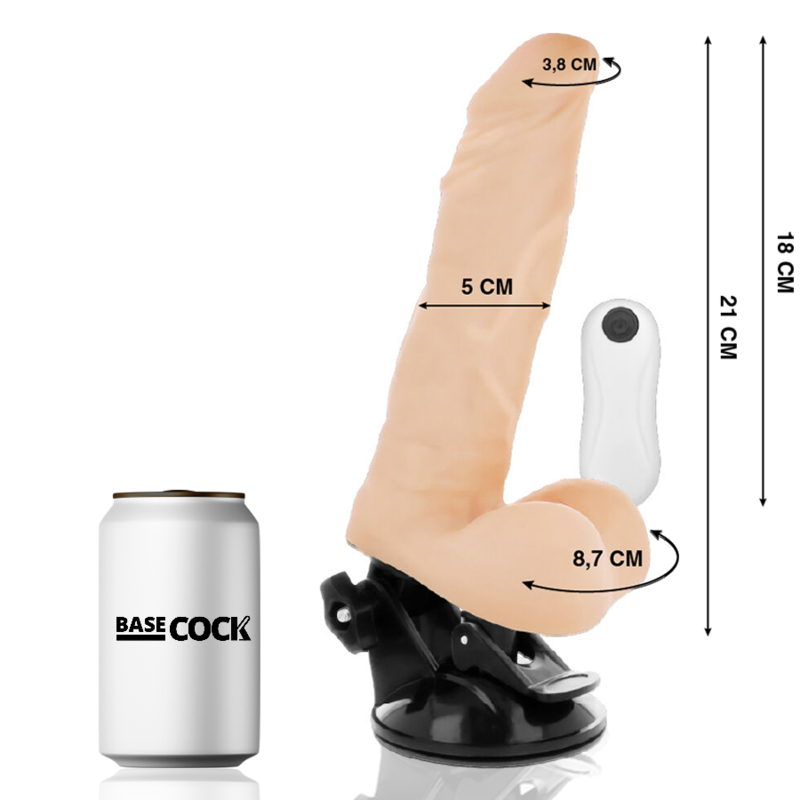 BASECOCK realistické ohebné dildo s ovladačem 21 cm