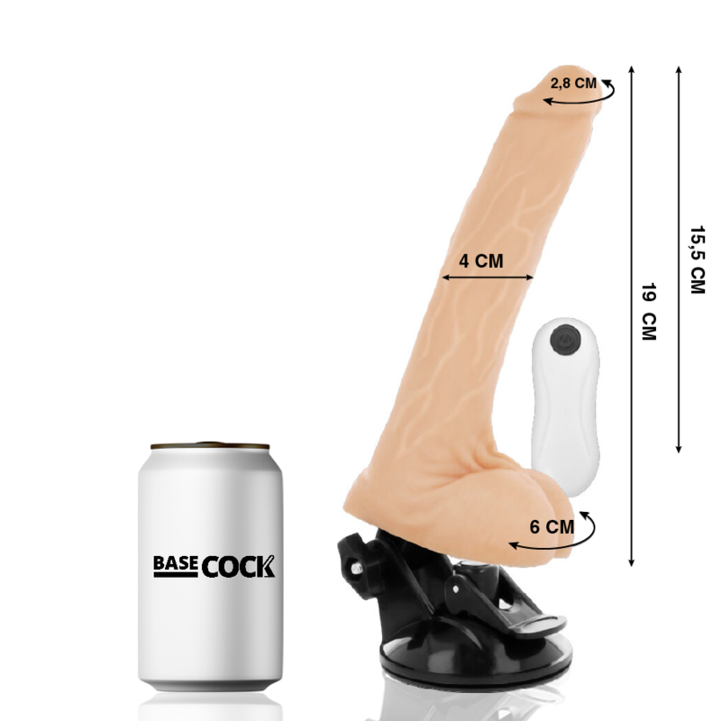 Realistický vibrátor BASECOCK 19 cm s dálkovým ovládáním