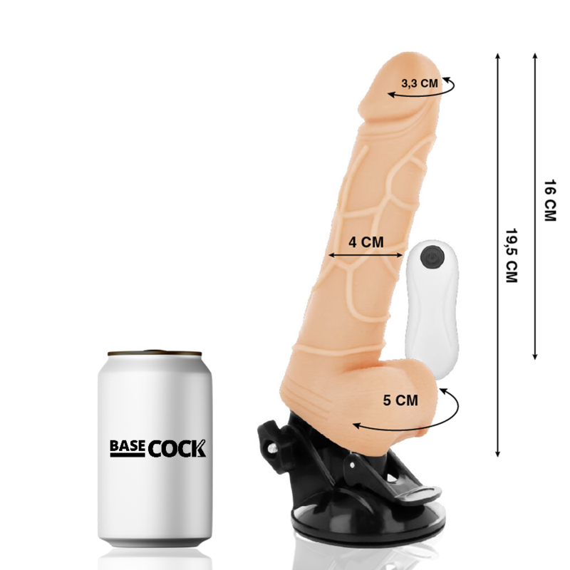 Realistický vibrátor BASECOCK s dálkovým ovládáním 19,5 cm