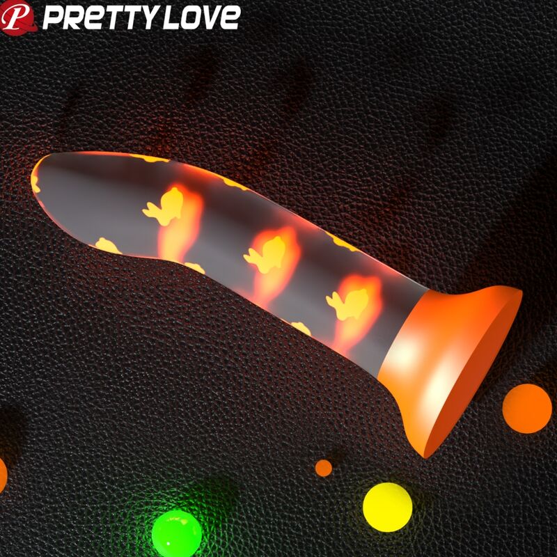 Svítící realistické dildo Pretty Love oranžové