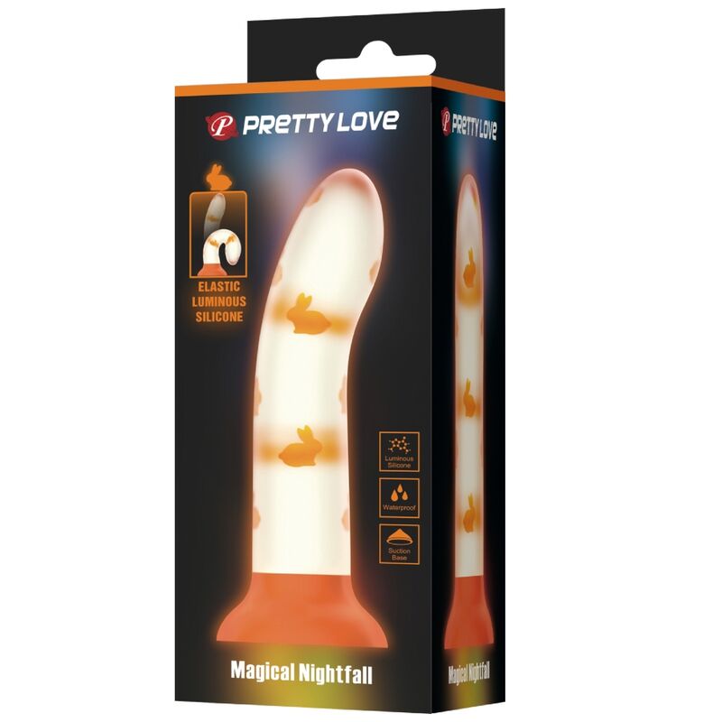 Svítící realistické dildo Pretty Love oranžové