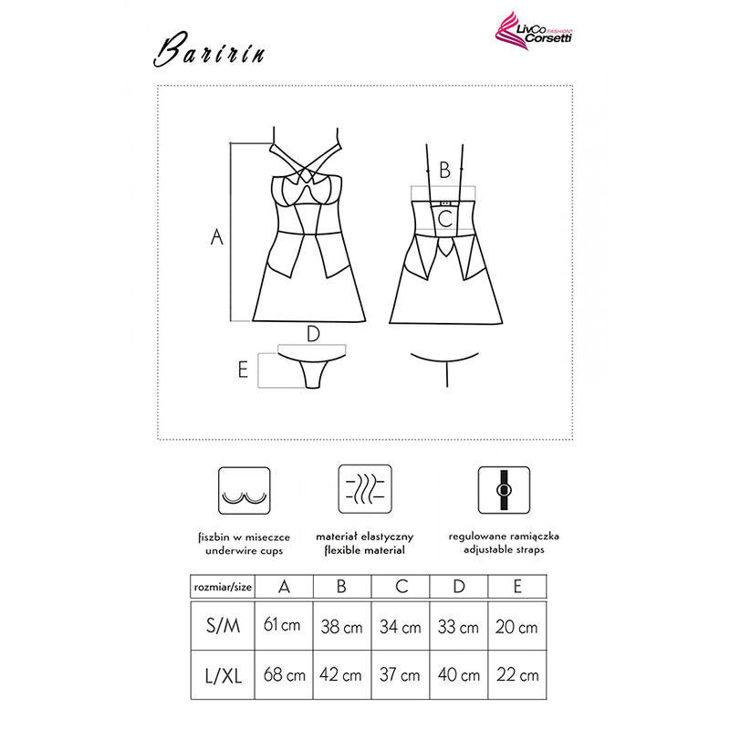 Erotický set Baririn LC 90633 černý - košilka a tanga