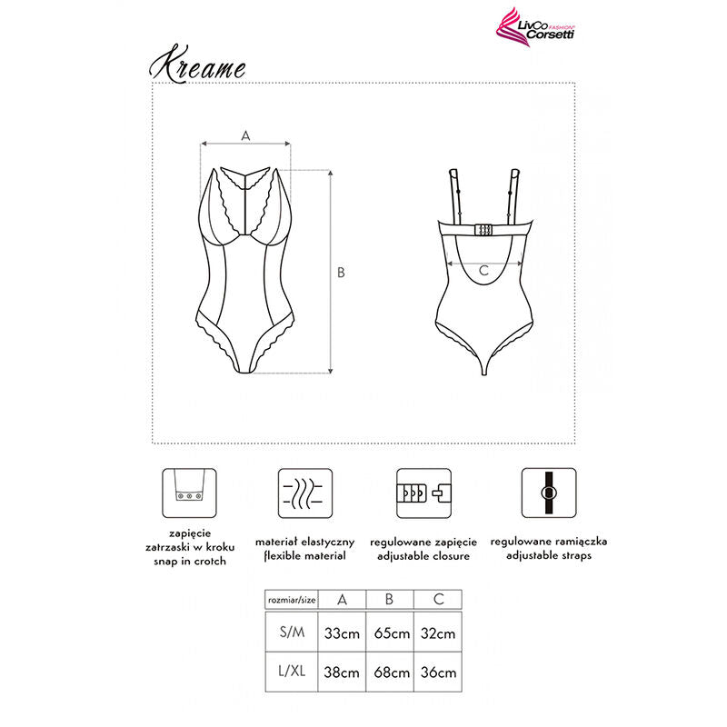 Body LIVCO CORSETTI KREAME LC 90546 černé krajkové