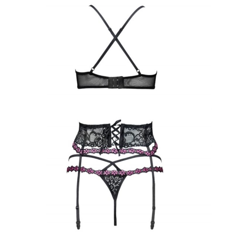 Erotický set Livco Corsetti Snehana: podprsenka, podvazky, tanga