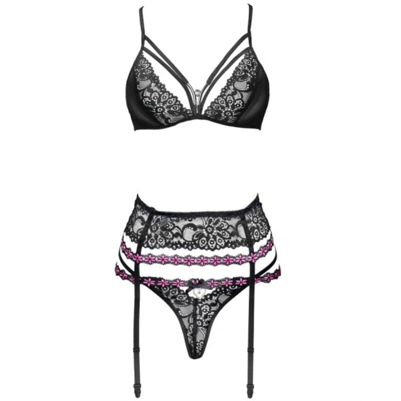 Erotický set Livco Corsetti Snehana: podprsenka, podvazky, tanga