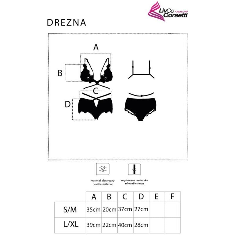 Sexy set LIVCO CORSETTI FASHION DREZNA černý krajkový