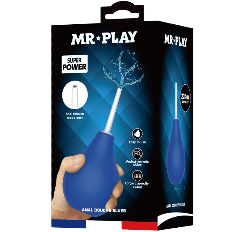 Anální sprcha MR PLAY s tryskou, modrá, 224 ml