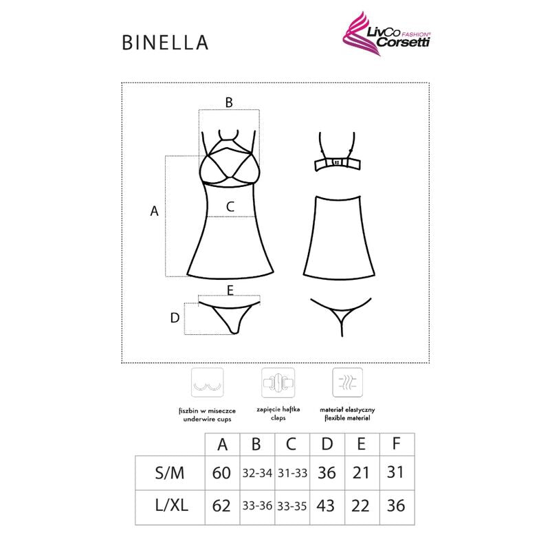 Binella set: Černý babydoll a tanga Livco Corsetti