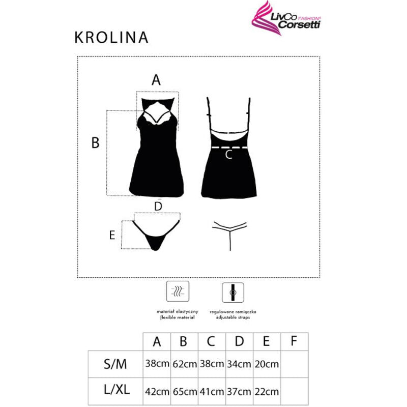 Noční košilka KROLINA LC 90734 černá + tanga S/M