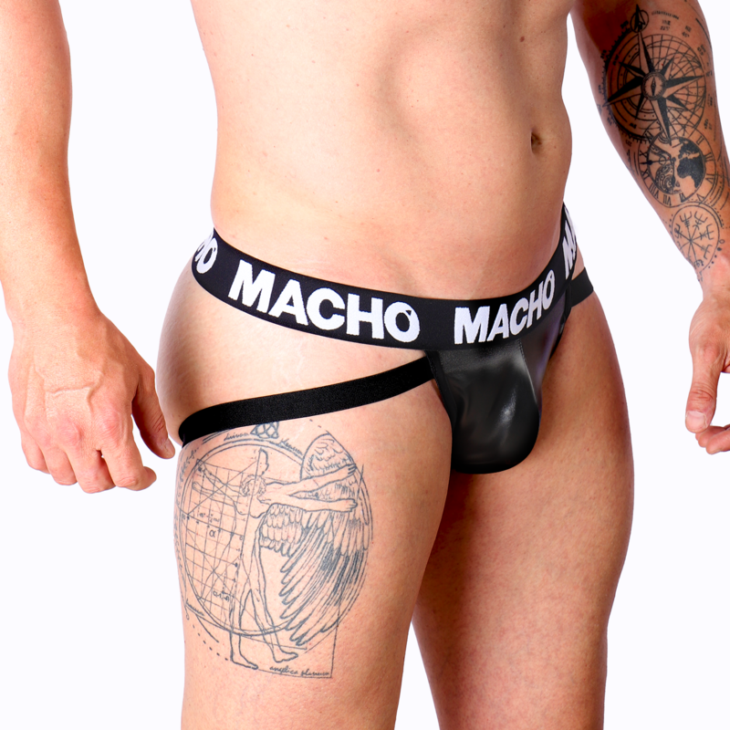 Jockstrap MACHO MX25NC černý imitace kůže vel. S