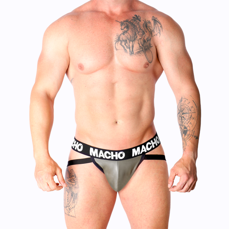 Jockstrap MACHO MX27GR imitace kůže šedohnědý S