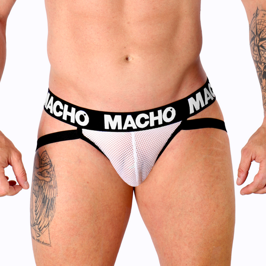 Jockstrap MACHO MX26X1 bílý poloprůhledný síťovaný