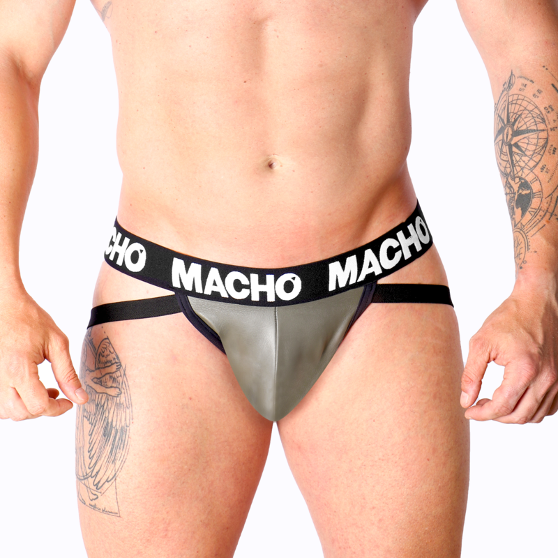 Jockstrap MACHO MX27GR imitace kůže šedohnědý S