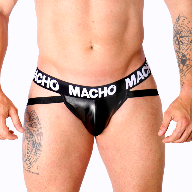 Jockstrap MACHO MX25NC černý imitace kůže vel. S