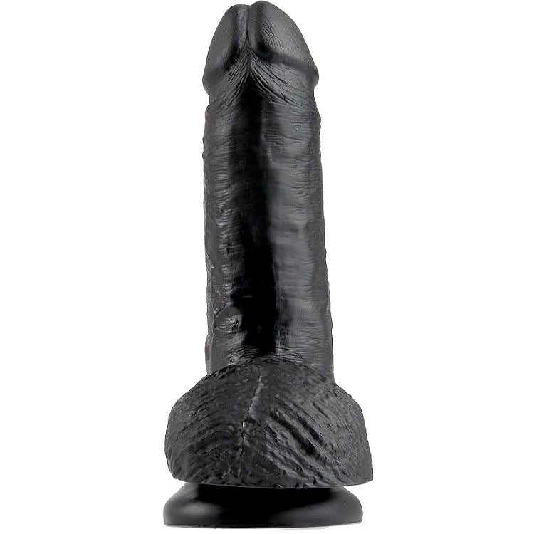 Realistické dildo King Cock 17,8 cm černé s varlaty