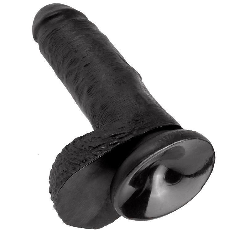 Realistické dildo King Cock 17,8 cm černé s varlaty