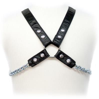 Pánský kožený postroj s řetězy Chain Harness II