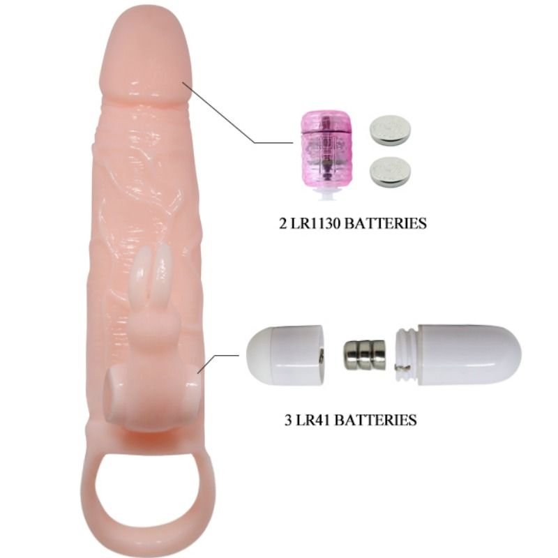 Návlek na penis BAILE Brave Man s vibrátory 16,5 cm