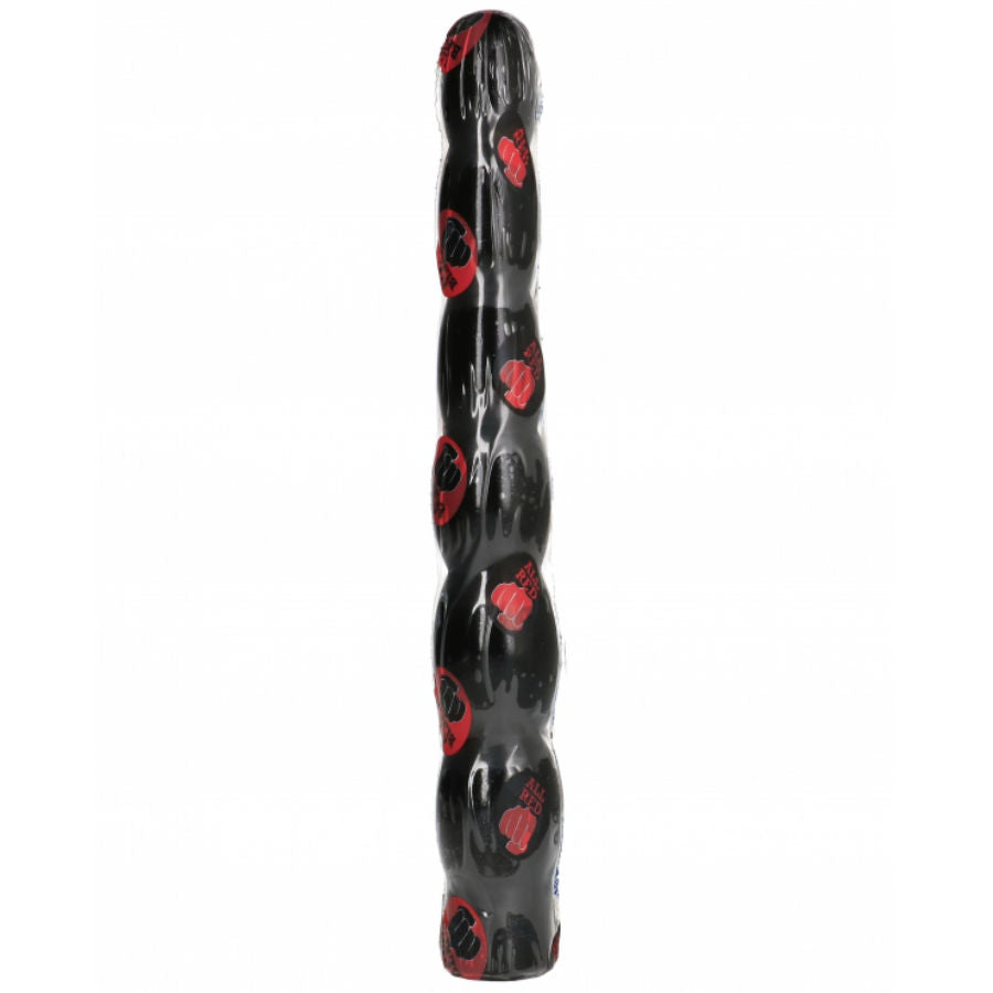 Anální dildo ALL BLACK 32 cm s vroubkovaným povrchem