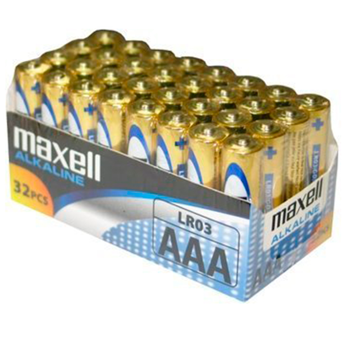 Alkalické baterie AAA Maxell LR03, balení 32 ks