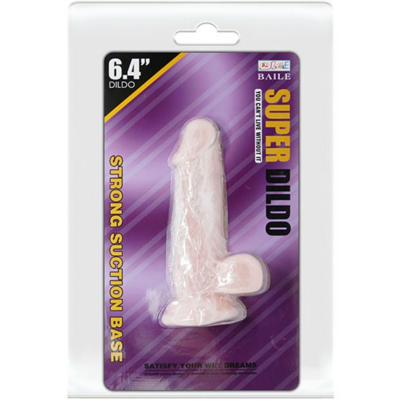 Realistické dildo BAILE 16,5 cm se silikonovým přísavkou