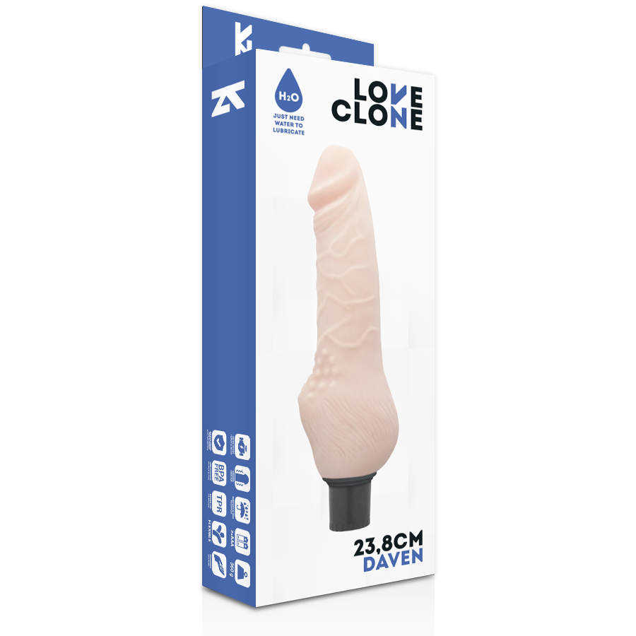 Realistický vibrátor LOVECLONE DAVEN 23,8 cm samomazný