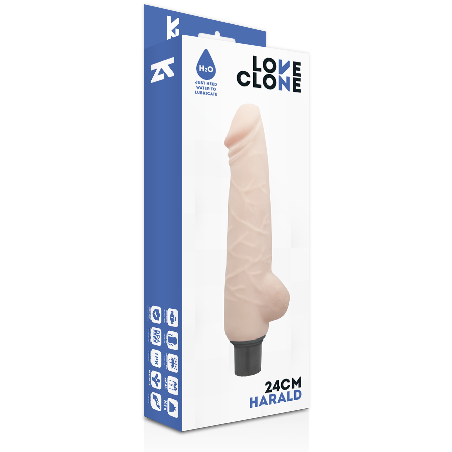 Vibrátor LoveClone Harald s vlastním mazáním 24 cm