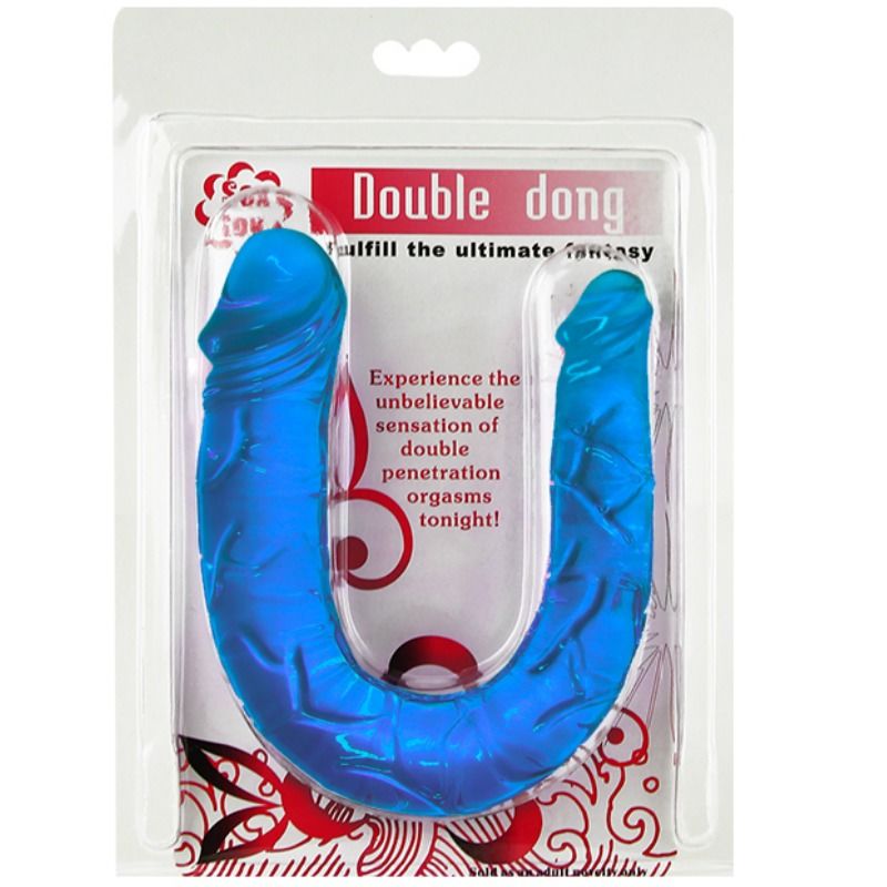 BAILE oboustranné dildo modré, TPR, 30,5 cm