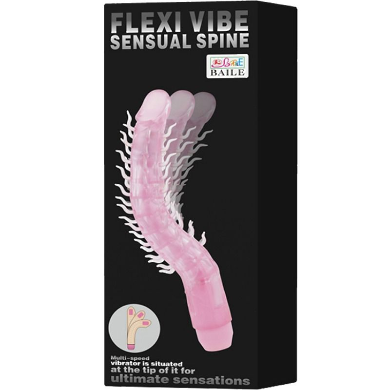 Ohebný vibrační dildo Baile Flexi Vibe fialový 23,5 cm