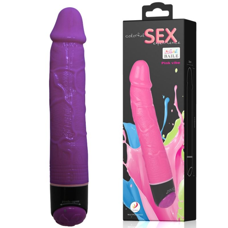 Realistický vibrátor BAILE Colorful Sex lila 23 cm