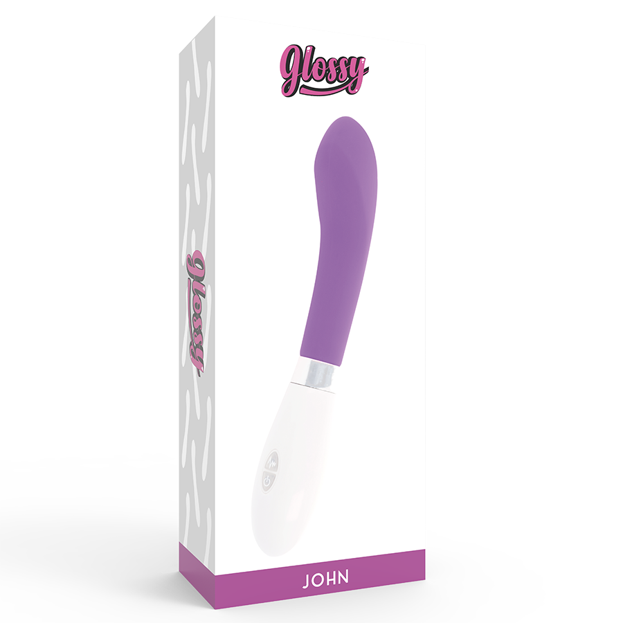 Vibrátor John GLOSSY zakřivený fialový 12 cm