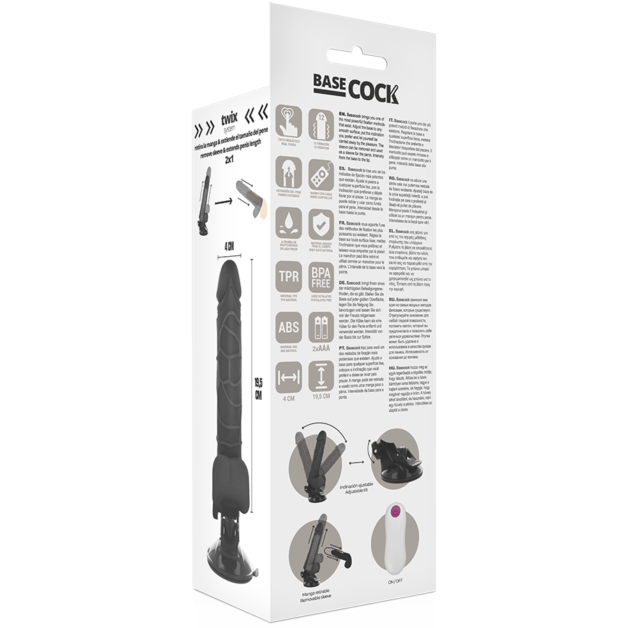 Realistický vibrátor BASECOCK s dálkovým ovládáním 19,5 cm