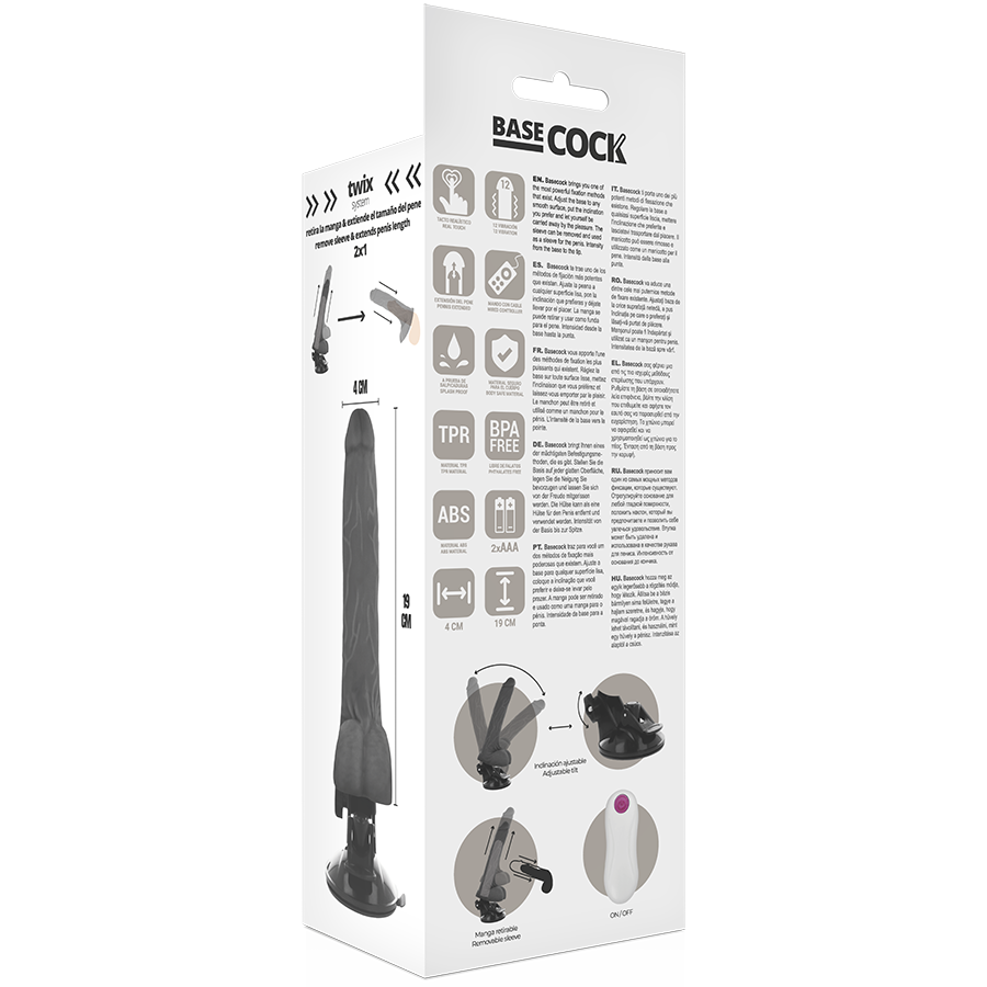 Realistický vibrátor BASECOCK 19 cm s dálkovým ovládáním