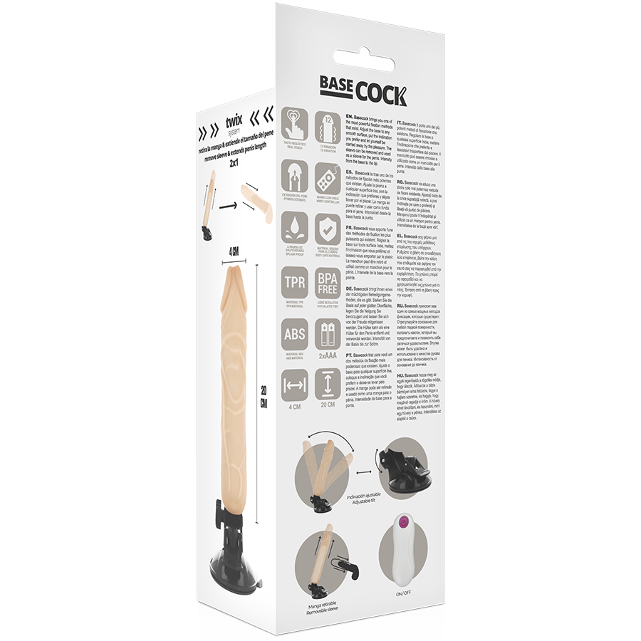 Realistický vibrátor BASECOCK s ovladačem (20 cm)