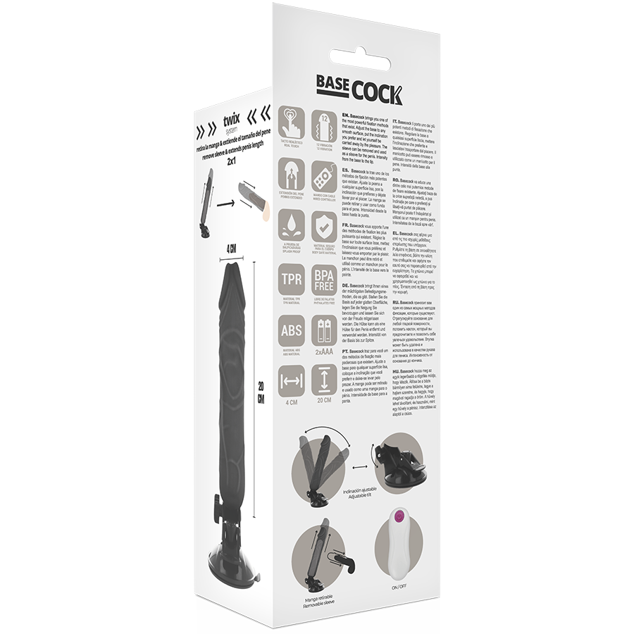 Realistický vibrátor BASECOCK s ovladačem (20 cm)