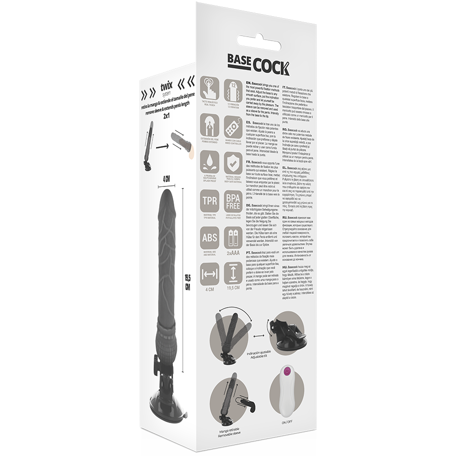 Realistický vibrátor BASECOCK s dálkovým ovládáním 19,5 cm