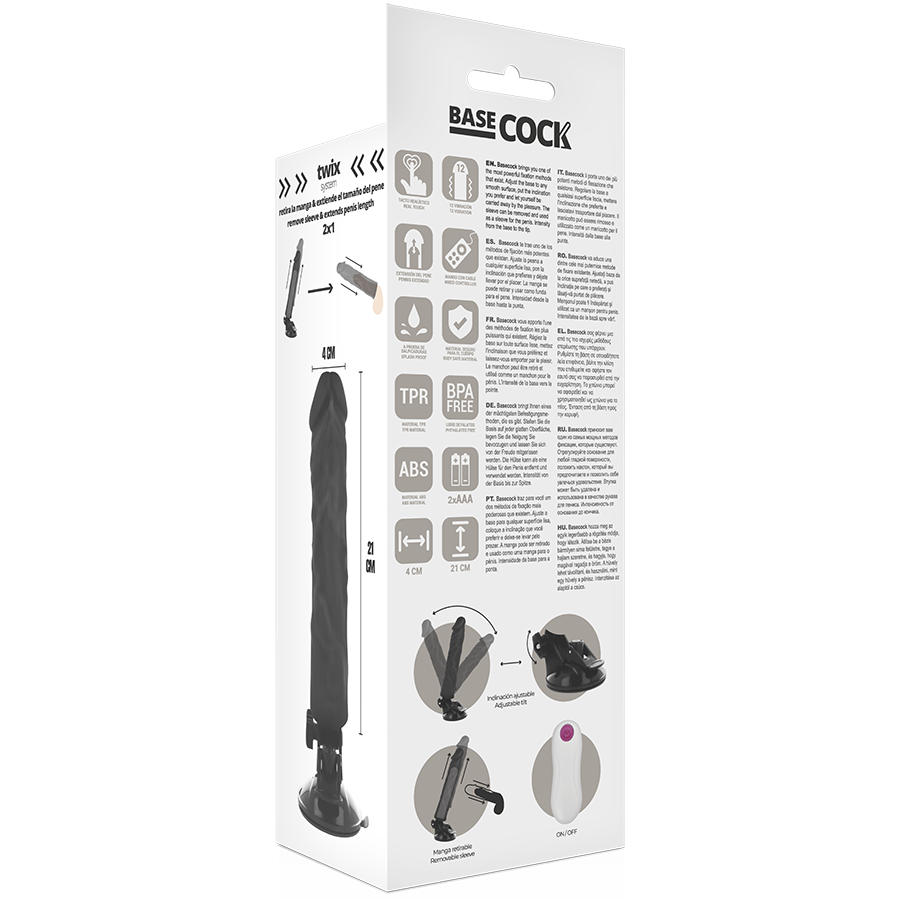 Realistický vibrátor BASECOCK s dálkovým ovládáním 21 cm